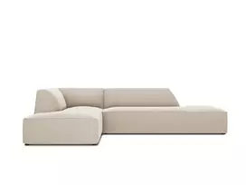 Velvet modulinė kampinė sofa - kairė, Ruby, 4 sėdimos vietos, 273x180x69, smėlio spalvos