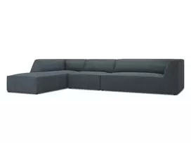 Modulinė kampinė sofa - kairė, Ruby, 5 vietų, 366x180x69, mėlyna