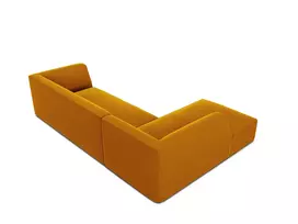 Velvet modulinė kampinė sofa - kairė, Ruby, 4 sėdimos vietos, 273x180x69, geltona