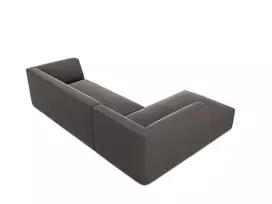 Velvet modulinė kampinė sofa - kairė, Ruby, 4 sėdimos vietos, 273x180x69, tamsiai pilka