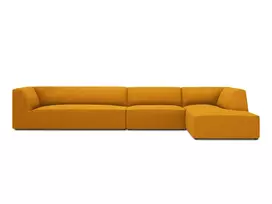 Modulinė kampinė sofa - dešinė, Ruby, 5 vietų, 366x180x69, geltona