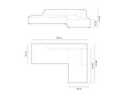 Modulinė kampinė sofa - dešinė, Ruby, 4 sėdimos vietos, 273x180x69, mėlyna