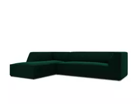 Velvet modulinė kampinė sofa - kairė, Ruby, 4 sėdimos vietos, 273x180x69, butelio žalia