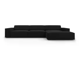 Modulinė kampinė sofa - dešinė, Jodie, 4 sėdimos vietos, 284x166x70, juoda