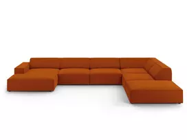 Modulinė U formos kampinė sofa - dešinė, Jodie, 7 sėdimos vietos, 364x262x70, terakota