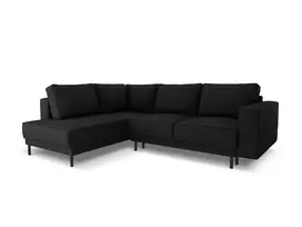 Kampinė Sofa lova - kairė, Caro, 5 sėdimos vietos, 247x187x90, juoda