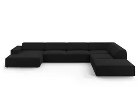 Modulinė U formos kampinė sofa - dešinė, Jodie, 7 sėdimos vietos, 364x262x70, juoda