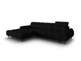 Elektrinė kampinė sofa - kairė, Alyse, 5 sėdimos vietos, 295x188x82, juoda