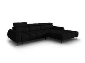 Elektrinė kampinė sofa - dešinė, Alyse, 5 vietų, 295x188x82, juoda