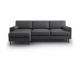 Kampinė Sofa lova - kairė su patalynės dėže, Scott, 5 sėdimos vietos, 212x142x87, tamsiai pilka
