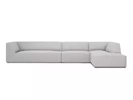 Modulinė kampinė sofa - dešinė, Ruby, 5 vietų, 366x180x69, šviesiai pilka
