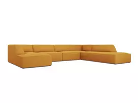 U formos kampinė sofa - dešinė, Ruby, 7 sėdimos vietos, 366x273x69, geltona