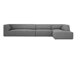Modulinė kampinė sofa - dešinė, Ruby, 5 vietų, 366x180x69, pilka
