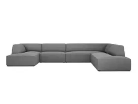 U formos kampinė sofa - dešinė, Ruby, 7 sėdimos vietos, 366x273x69, pilka