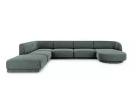 U formos kampinė sofa - kairė, Miley, 6 sėdimos vietos, 330x255x70, benzino spalvos