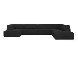 U formos kampinė sofa - dešinė, Ruby, 7 sėdimos vietos, 366x273x69, juoda