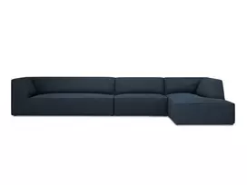 Modulinė kampinė sofa - dešinė, Ruby, 5 vietų, 366x180x69, tamsiai mėlyna