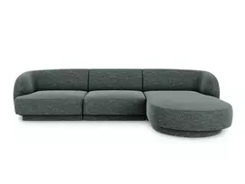 Kampinė Sofa - dešinė, Miley, 4 vietų, 255x156x70, benzino spalvos