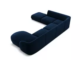 Velvet U formos kampinė sofa - kairė, Miley, 6 sėdimos vietos, 330x255x70, karališkoji mėlyna