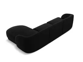 Velvet kampinė sofa - dešinė, Miley, 4 sėdimos vietos, 255x156x70, juoda