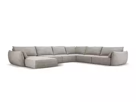 U formos kampinė sofa - dešinė, Kaelle, 8 sėdimos vietos, 384x284x85, šviesiai pilka