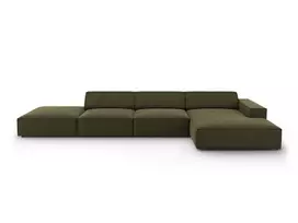 Velvet modulinė kampinė sofa - dešinė, Jodie, 5 vietų, 341x166x70, žalia