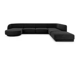 U formos kampinė sofa - dešinė, Miley, 6 sėdimos vietos, 330x255x70, juoda