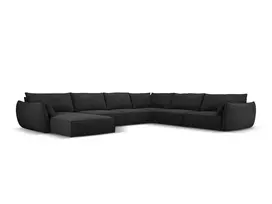 U formos kampinė sofa - dešinė, Kaelle, 8 sėdimos vietos, 384x284x85, juoda