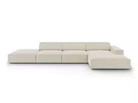 Velvet modulinė kampinė sofa - dešinė, Jodie, 5 vietų, 341x166x70, tamsiai smėlio spalvos