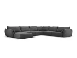U formos kampinė sofa - dešinė, Kaelle, 8 sėdimos vietos, 384x284x85, tamsiai pilka