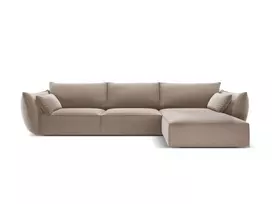 Velvet kampinė sofa - dešinė, Kaelle, 4 sėdimos vietos, 308x171x85, kapučino spalvos