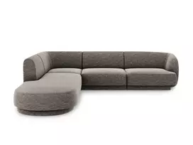 Kampinė sofa - kairė, Miley, 6 sėdimos vietos, 255x248x70, pilka