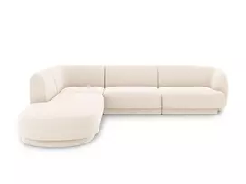 Kampinė sofa - kairė, Miley, 6 sėdimos vietos, 255x248x70, šviesiai smėlio spalvos