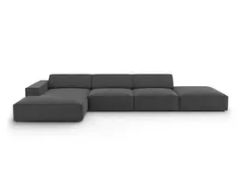 Velvet modulinė kampinė sofa - kairė, Jodie, 5 sėdimos vietos, 341x166x70, pilka