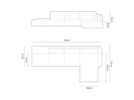 Kampinė Sofa - dešinė, Kaelle, 5 vietų, 364x171x85, šviesiai smėlio spalvos