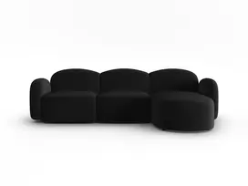 Velvet kampinė sofa - dešinė, Blair, 4 sėdimos vietos, 274x167x76, juoda