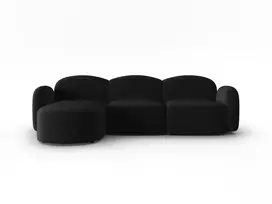 Velvet kampinė sofa - kairė, Blair, 4 sėdimos vietos, 274x167x76, juoda