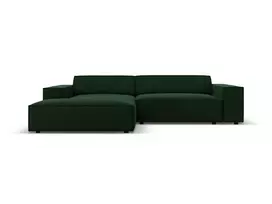 Velvet modulinė kampinė sofa - kairė, Jodie, 3 vietų, 224x166x70, butelio žalia