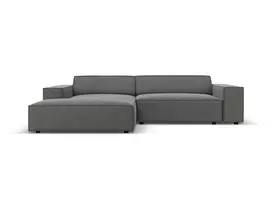 Velvet modulinė kampinė sofa - kairė, Jodie, 3 sėdimos vietos, 224x166x70, šviesiai pilka