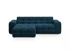 Velvet kampinė sofa - kairė, Kendal, 4 sėdimos vietos, 256x173x79, tamsiai mėlyna