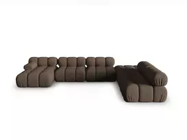 Modulinė U formos kampinė sofa - dešinė, Bellis, 7 sėdimos vietos, 376x282x70, ruda
