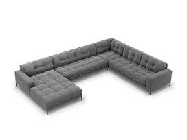 Velvet U formos kampinė sofa - dešinė, Mamaia, 7 sėdimos vietos, 327x256x75, šviesiai pilka