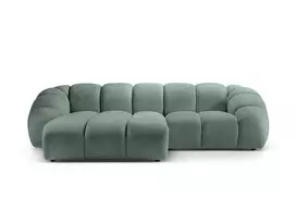 Velvet kampinė sofa - kairė, Diana, 3 vietų, 294x182x72, mėtinė