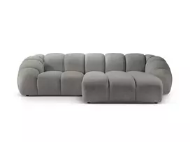 Velvet kampinė sofa - dešinė, Diana, 3 vietų, 294x182x72, šviesiai pilka