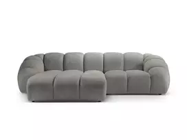 Velvet kampinė sofa - kairė, Diana, 3 vietų, 294x182x72, šviesiai pilka