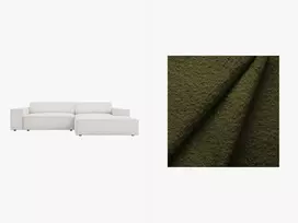Boucle modulinė kampinė sofa - dešinė, Jodie, 3 vietų, 224x166x70, tamsiai alyvuogių žalia