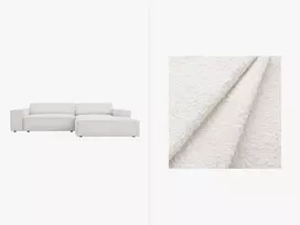 Boucle modulinė kampinė sofa - dešinė, Jodie, 3 sėdimos vietos, 224x166x70, balta