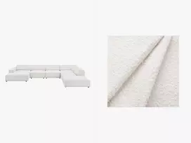 Boucle modulinė U formos kampinė sofa - dešinė, Jodie, 7 sėdimos vietos, 364x262x70, balta