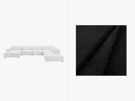 Boucle modulinė U formos kampinė sofa - dešinė, Jodie, 7 sėdimos vietos, 364x262x70, juoda