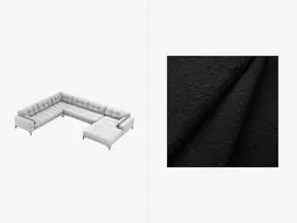 U formos kampinė sofa - kairė, Mamaia, 7 sėdimos vietos, 327x256x75, juoda